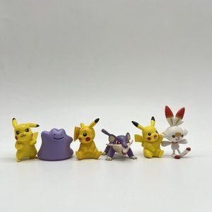 Tomy & WCT Pokemon Figure Toy‎ Lot of 6 Pikachu Dido Rattata Scorbunny